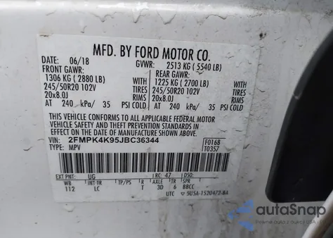 2018 Ford Edge Titanium из США, поврежденный, VIN 2FMPK4K95JBC36344